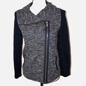 Tommy Hilfiger Athluxe Mixed Fabric Blue Tweed Gold Jacket Extra Small